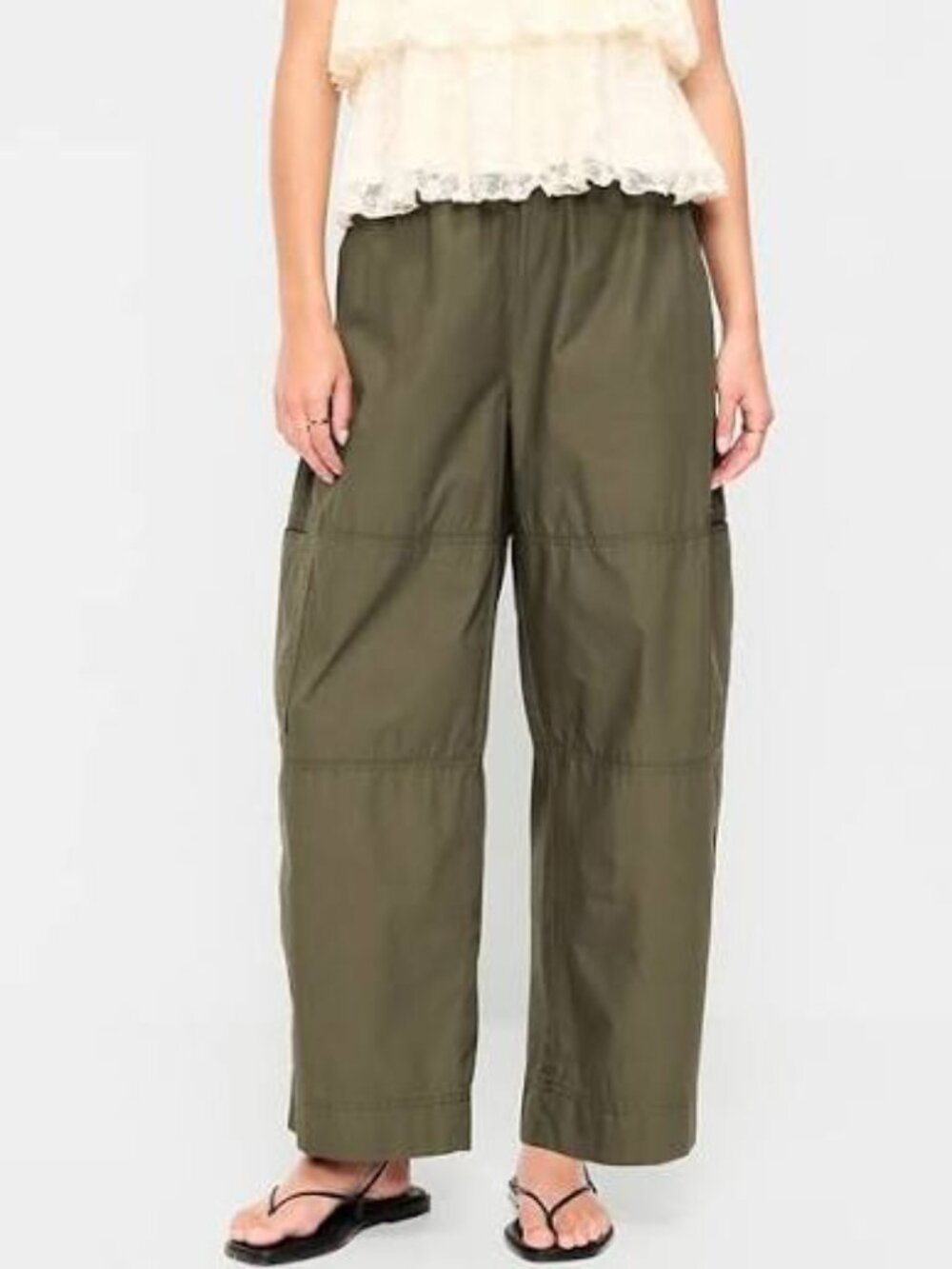 NWT 2X Hearthwood Green Old Navy Mid-Rise Cropped Barrel-Leg Utility Pants